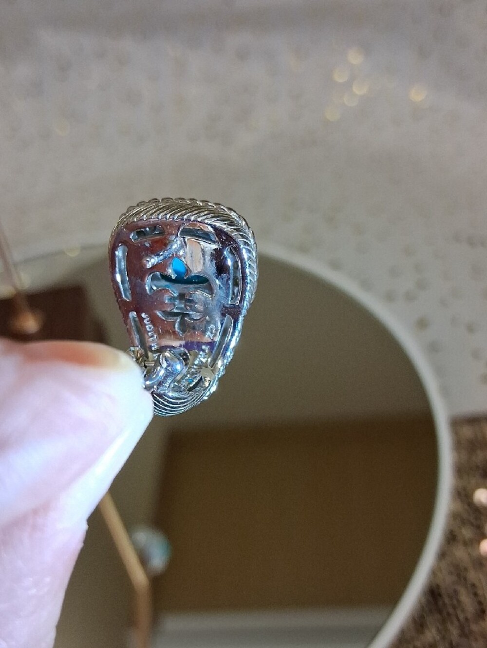 Judith Ripka Sterling Silver Earrings with Blue Turquoise Faceted Doublet Stones - Picture 4 of 13